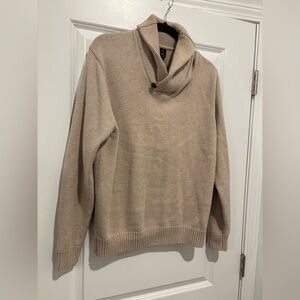 Men's Beige Sweater with Shawl Collar